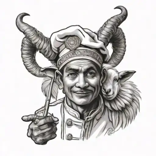 Indian Chef Holding Small Goat