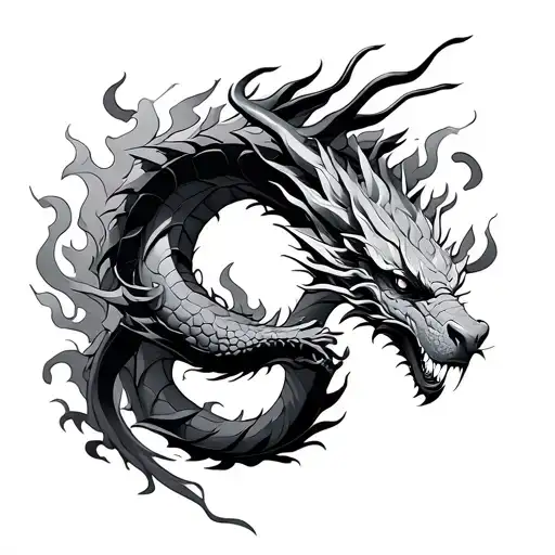 A Background With A Fire Gate And Dragons Japenese Style