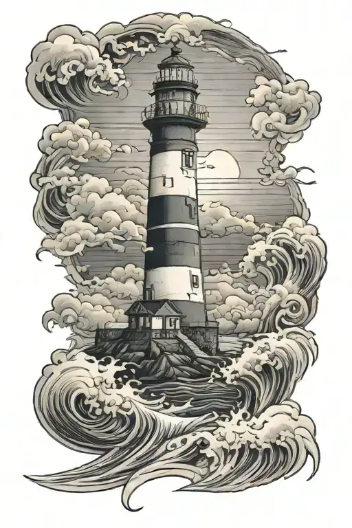 Lighthouse Stormy Waters Surface Chasing