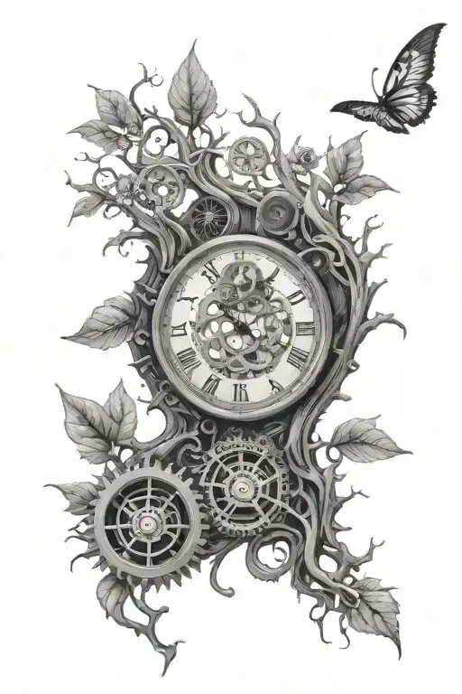 A Calming Tree Of Life With Antique Clock Gears As Its Roots
