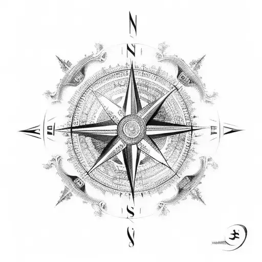 An Intricate Design Combining A Compass And The Client's Name In A Chinese Character