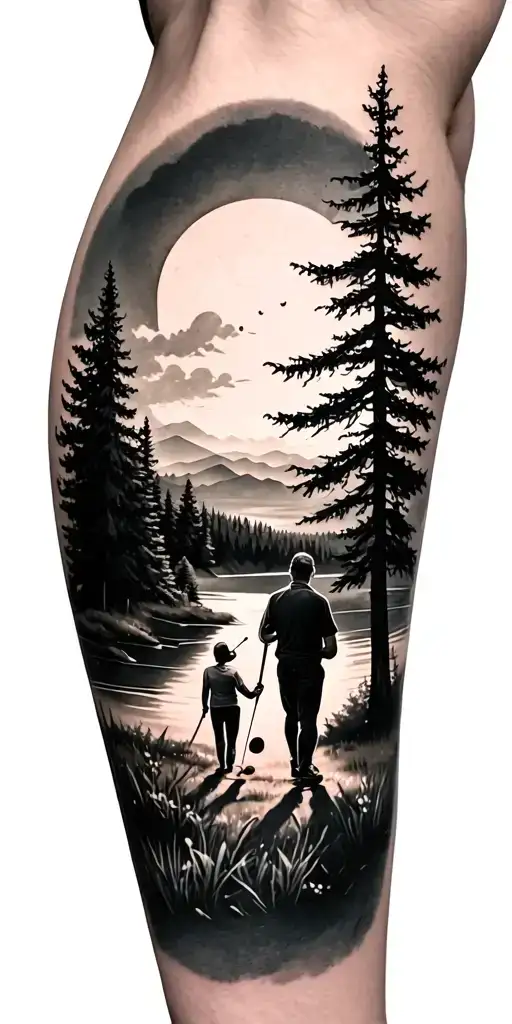 Golf And Family And Forest Landscape