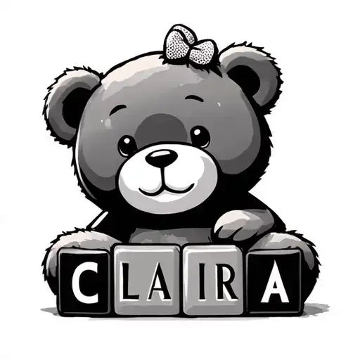 Teddy Bear Holding Block Letters Spelling Claira