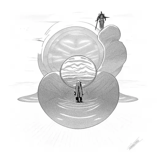 From The Dune Book Man Walking In Dunes With Two Suns In The Background