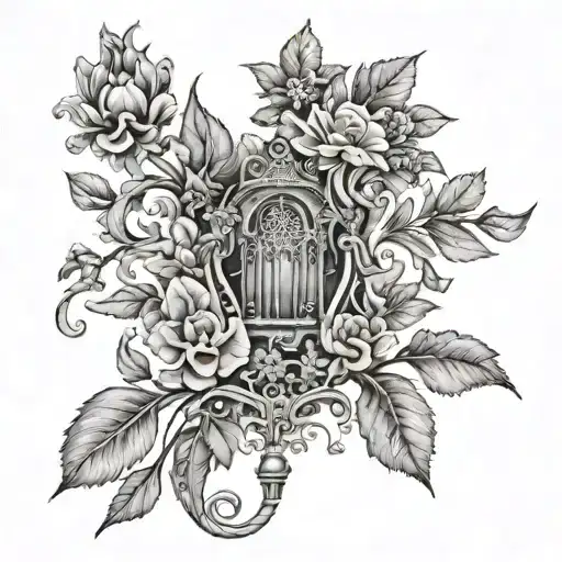 Black And Grey Botanical Victorian Gothic Architecture