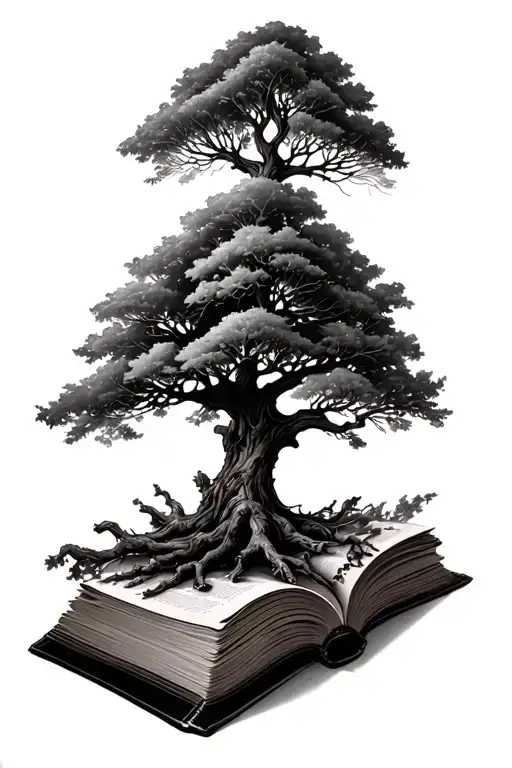 Tree Growing Out Of An Open Book Pages