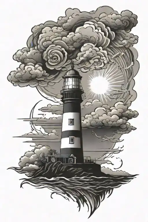 Lighthouse In A Storm Clouds