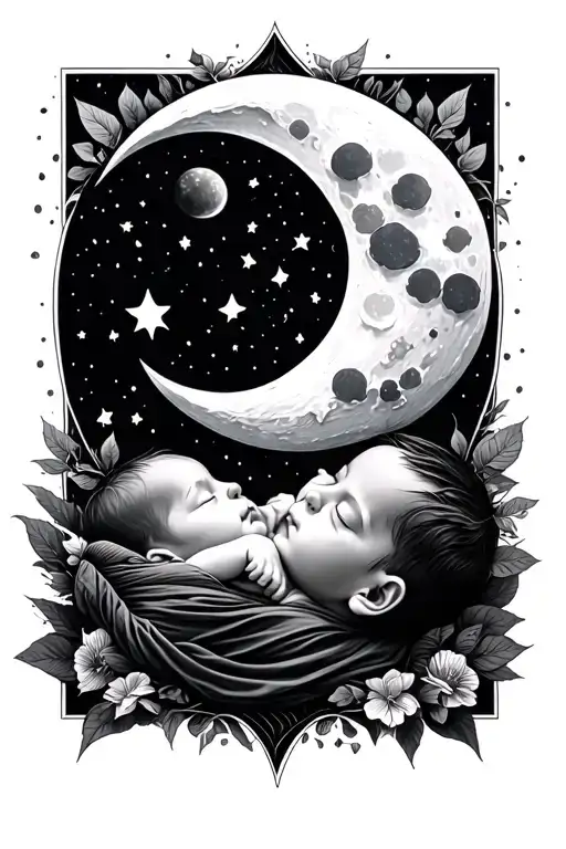 Baby Boy Sleeping Moon