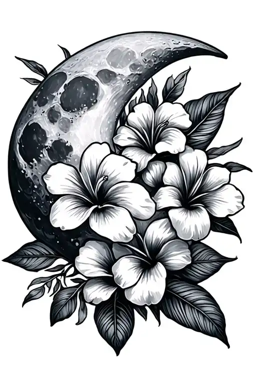 Moon Hawaiian Flowers