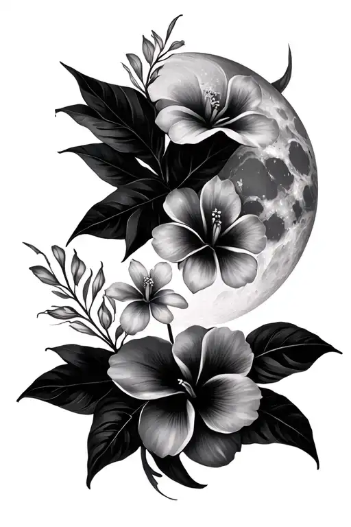 Moon Hawaiian Flowers