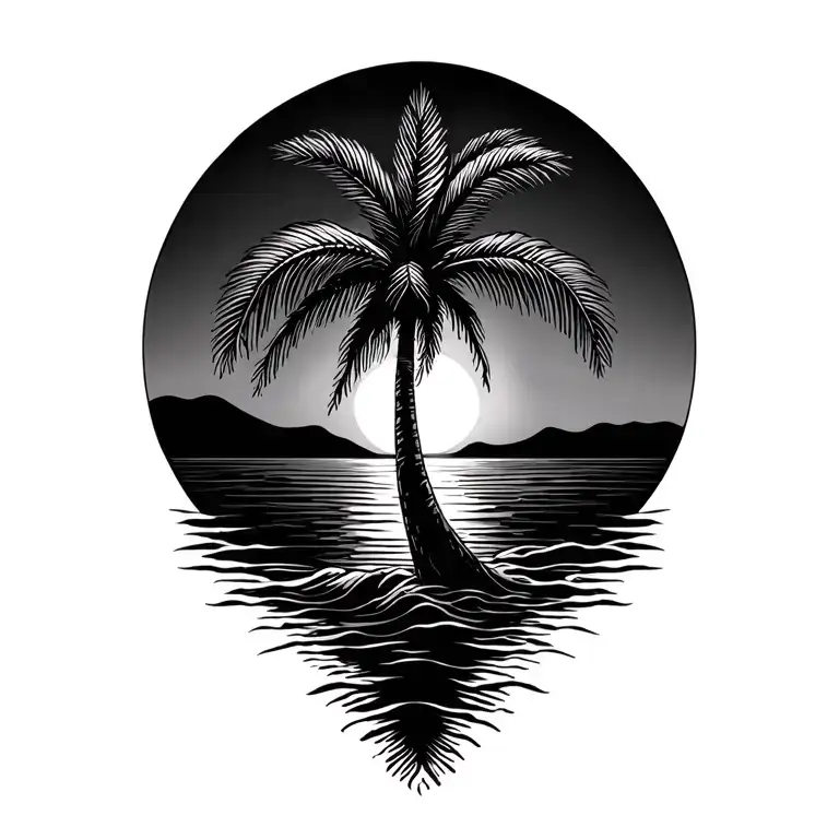 Palm Tree And Sunset