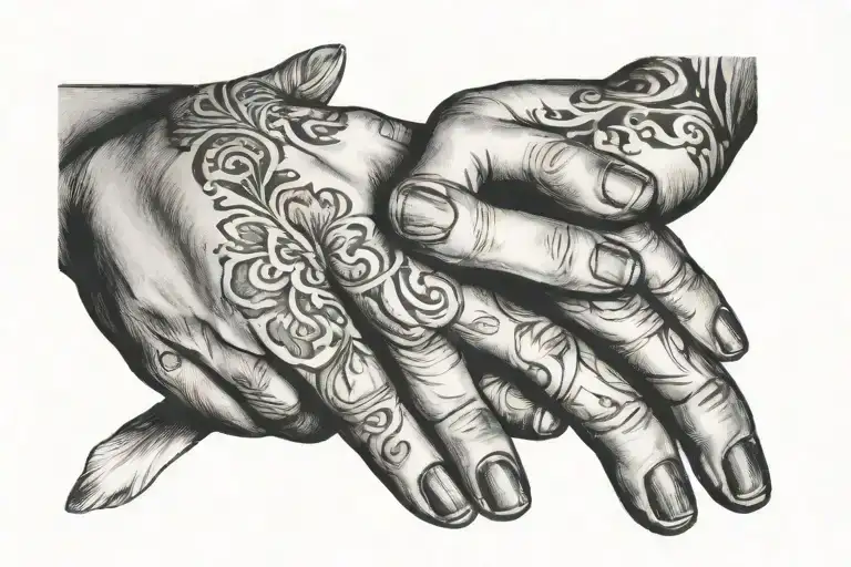 Woman's Hand With Baby Hand Holding