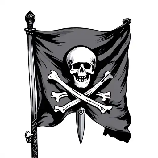 Pirate Flag With Sword And Gun
