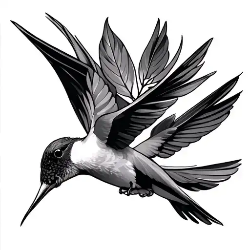 Bird Of Paradise And Hummingbird Hovering