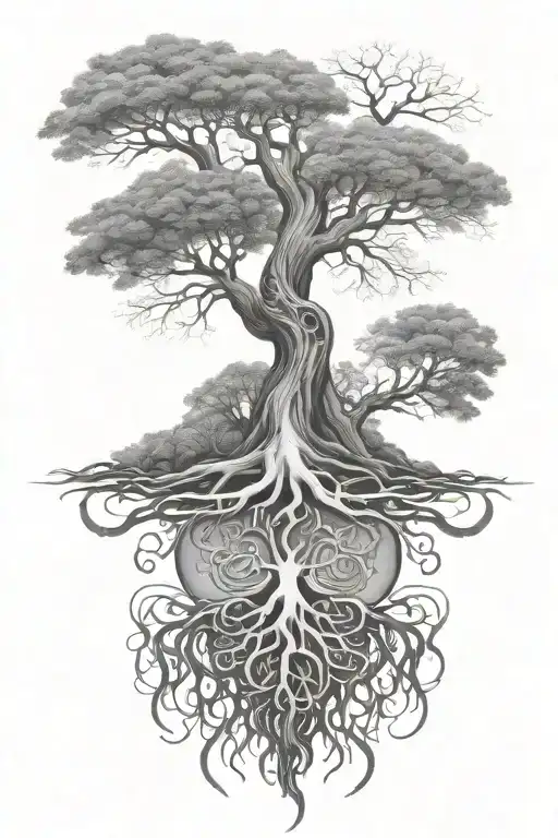 Tree Of Life With Roots Truncated Thinking Person