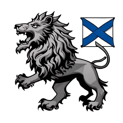 Scottish Lion Rampant With Saltire