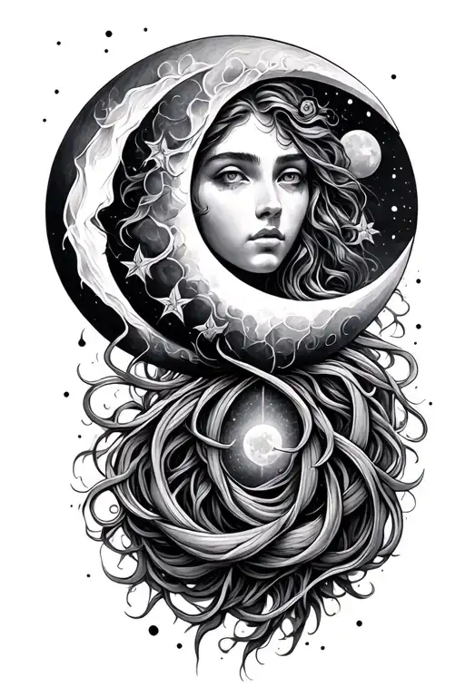 Aquarius Mystical Moon Intertwined