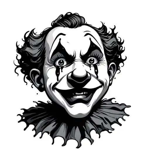 Happy Cartoon Clown With Tears Flowing From Its Eyes