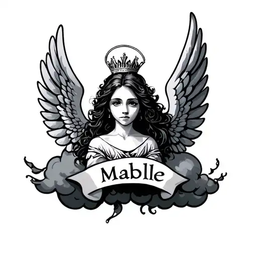 The Name Mable With Wings And A Cloud With A Halo Crown