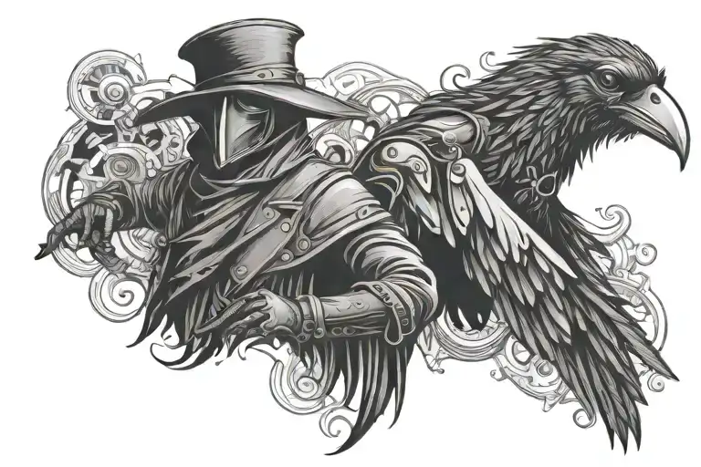 Steam Punk Plague Doctor And Raven