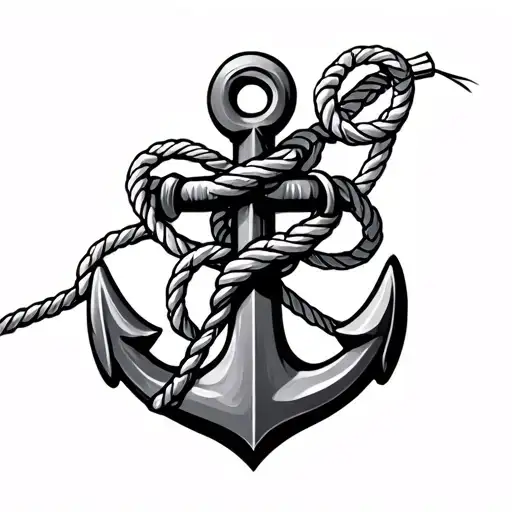 Anchor With Rope In A Knot
