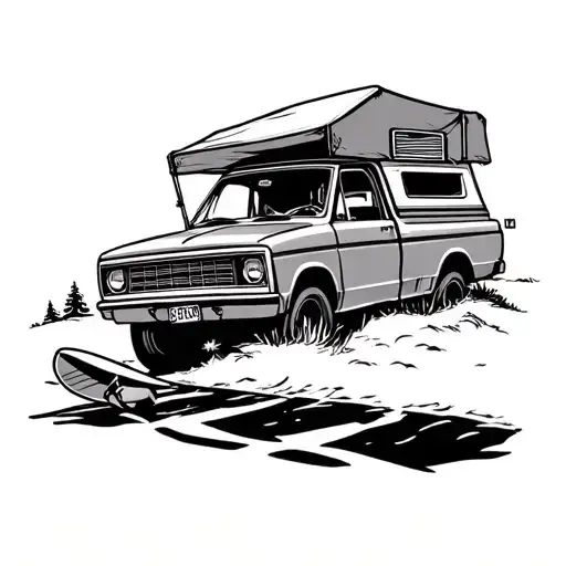 Tattoo Road Trip Dog Surf Camping Car Driving