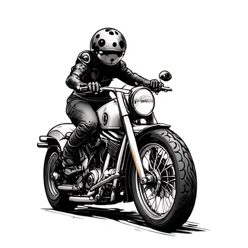 A Outline Of A Ladybug Riding A Motorcycle
