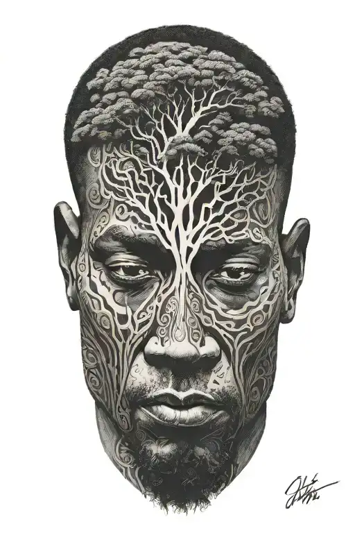 African Man And A Tree