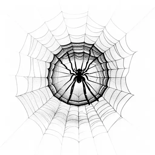 Spider Crawling Out Of A Moon-shaped Spiderweb