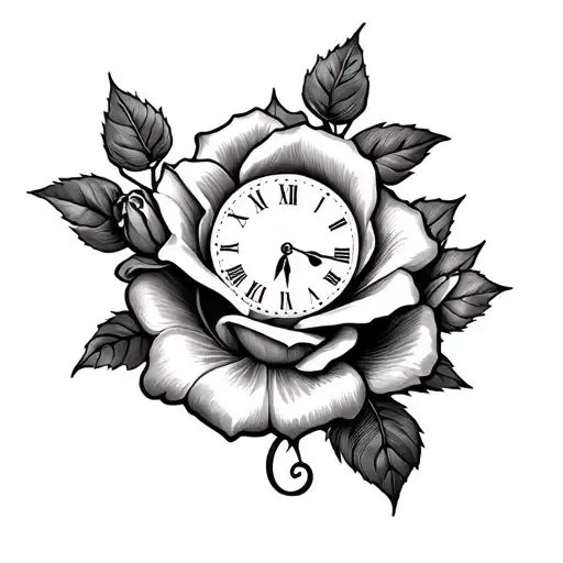 Totenkopf Rosen Clock And Rose