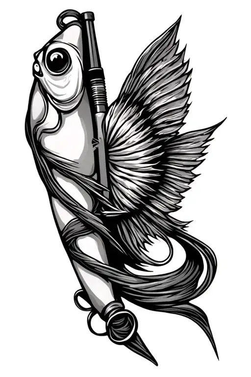 Fishing Rod With Line Wrapping Around Forearm