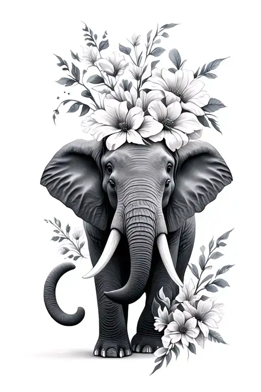 Elephant With Flowers
