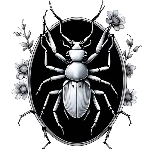 Floral Creepy Bugs In Oval Frame