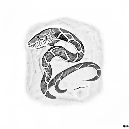 Snake And Fish Petroglyph Carved Into Stone Background