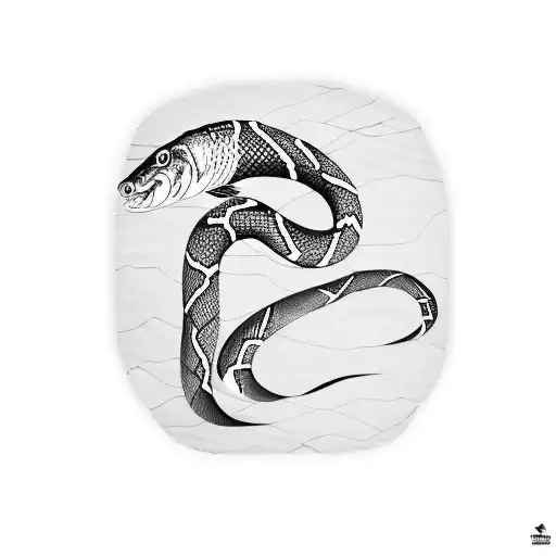 Snake And Fish Petroglyph Carved Into Stone Background