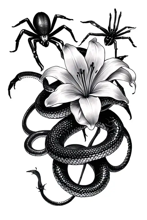 Snake And Spider Lilys Surrounding