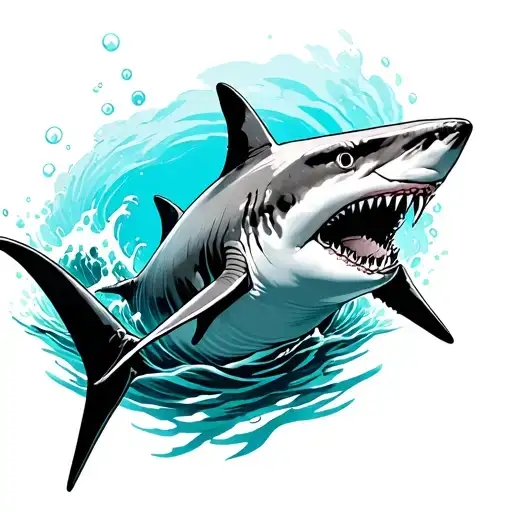 Hammerhead Shark Under Water Waves