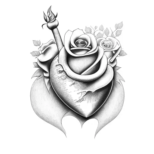 Heart With Rose And Names