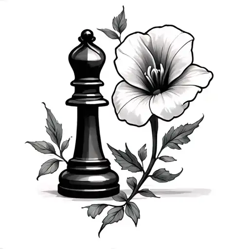 A Rememberance Piece For My Grandparents That Has A Sweet Pea Flower And A Chess Piece