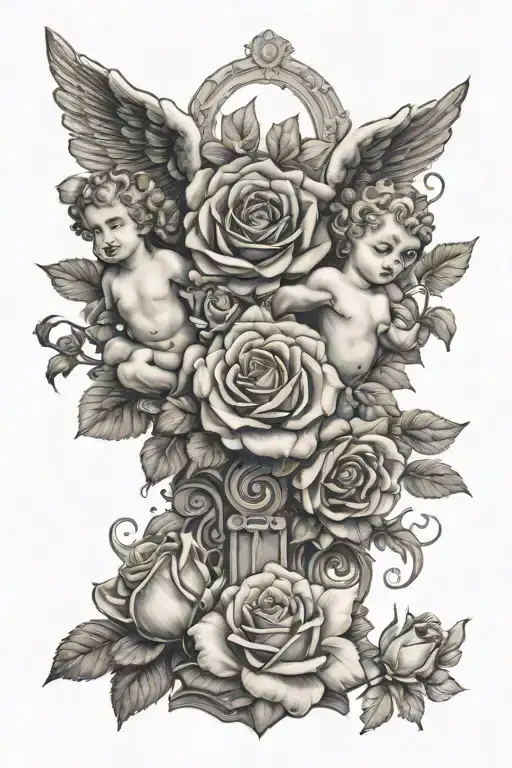Roses Cherubs Religious Symbols