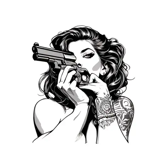 Sexy Woman With A Gun In Your Mouth
