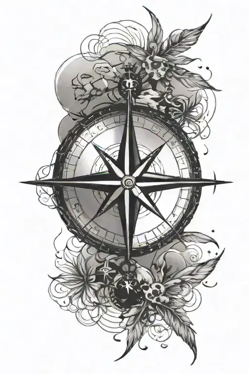Beach Silhouette Compass