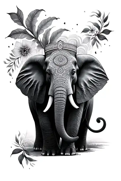 Elephant Mandala Split Down Middle