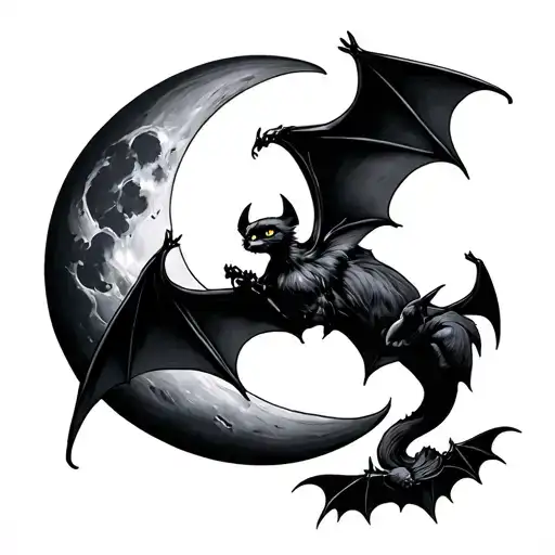 Bat And Moon