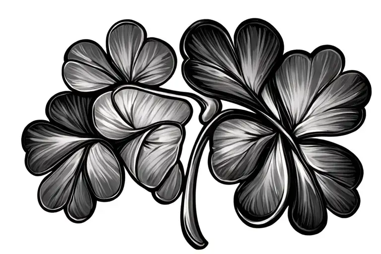 777 With A Clover Leaf On The Top Right And And Clover Leaf On The Bottom Right