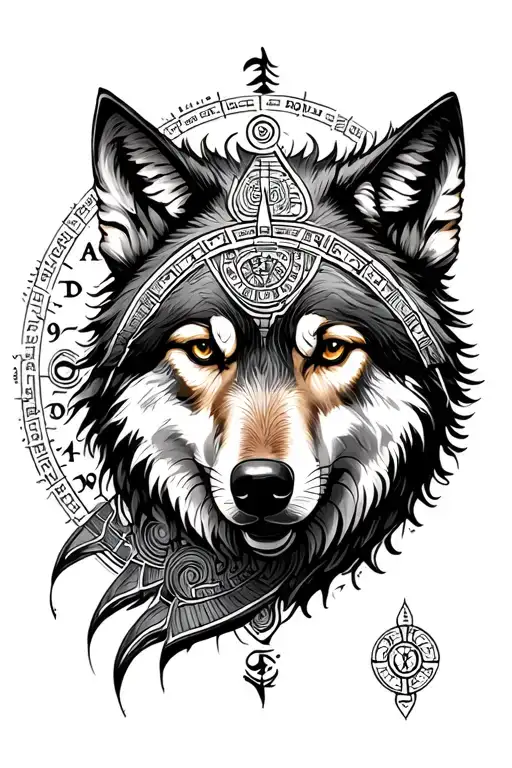 Mayan Calendar With Wolfes