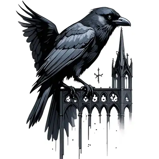 Gothic Architecture With Crow