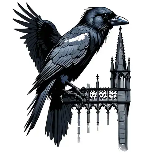Gothic Architecture With Crow