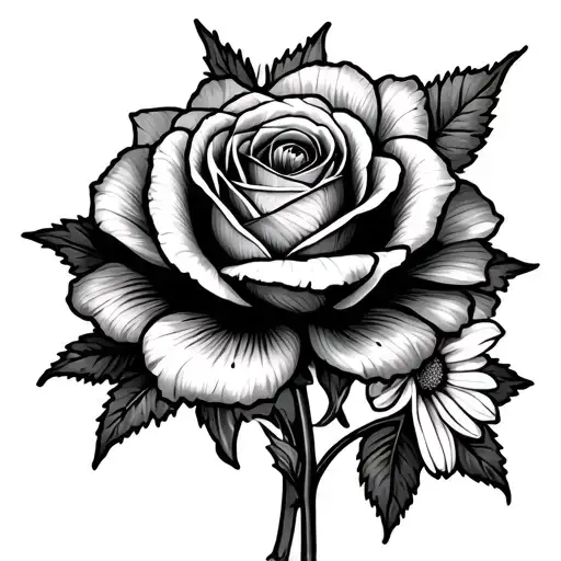 1 Carnation 2 Roses 2 Daffodils 1 Daisy