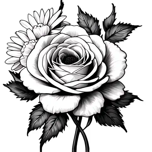 1 Carnation 2 Roses 2 Daffodils 1 Daisy Connected Individually